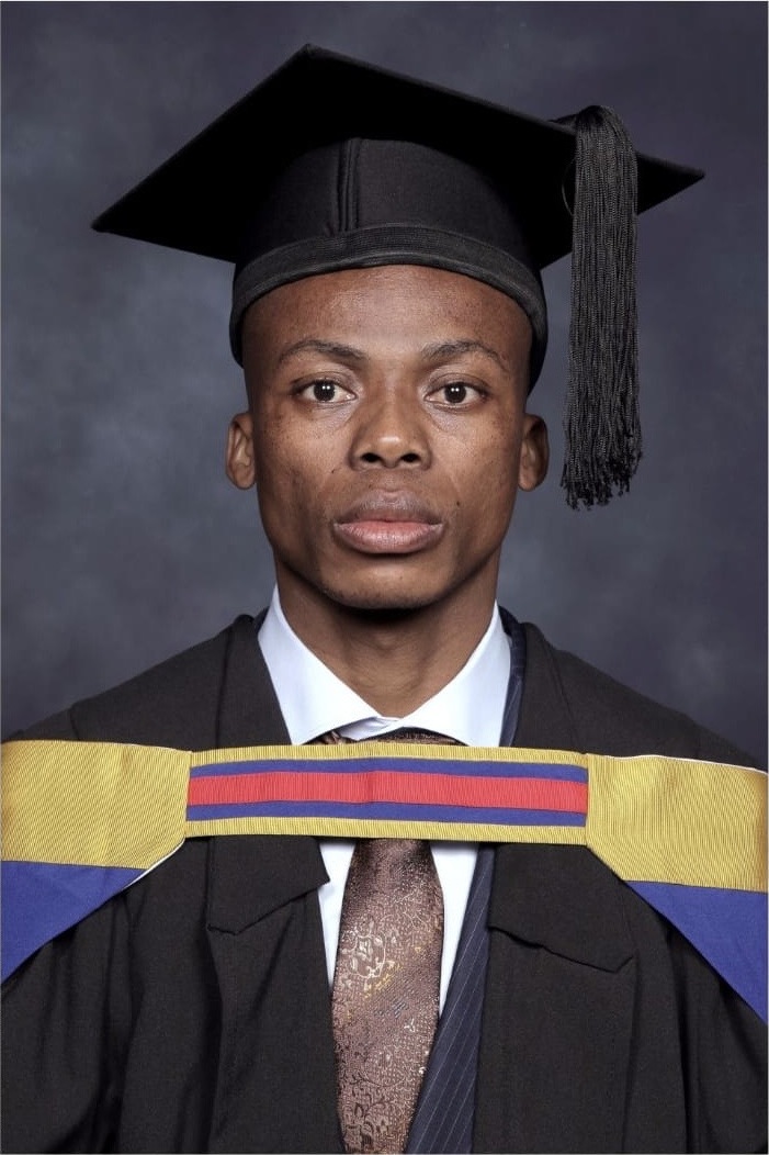 Dr Neo Matontsi in graduation attire
